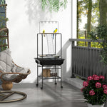 Pawhut Bird Table With Wheels, For Indoor, Outdoor, Small Parrot - Dark Grey