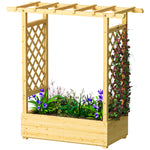 Raised Garden Bed With Trellis 110x44x113cm Natural