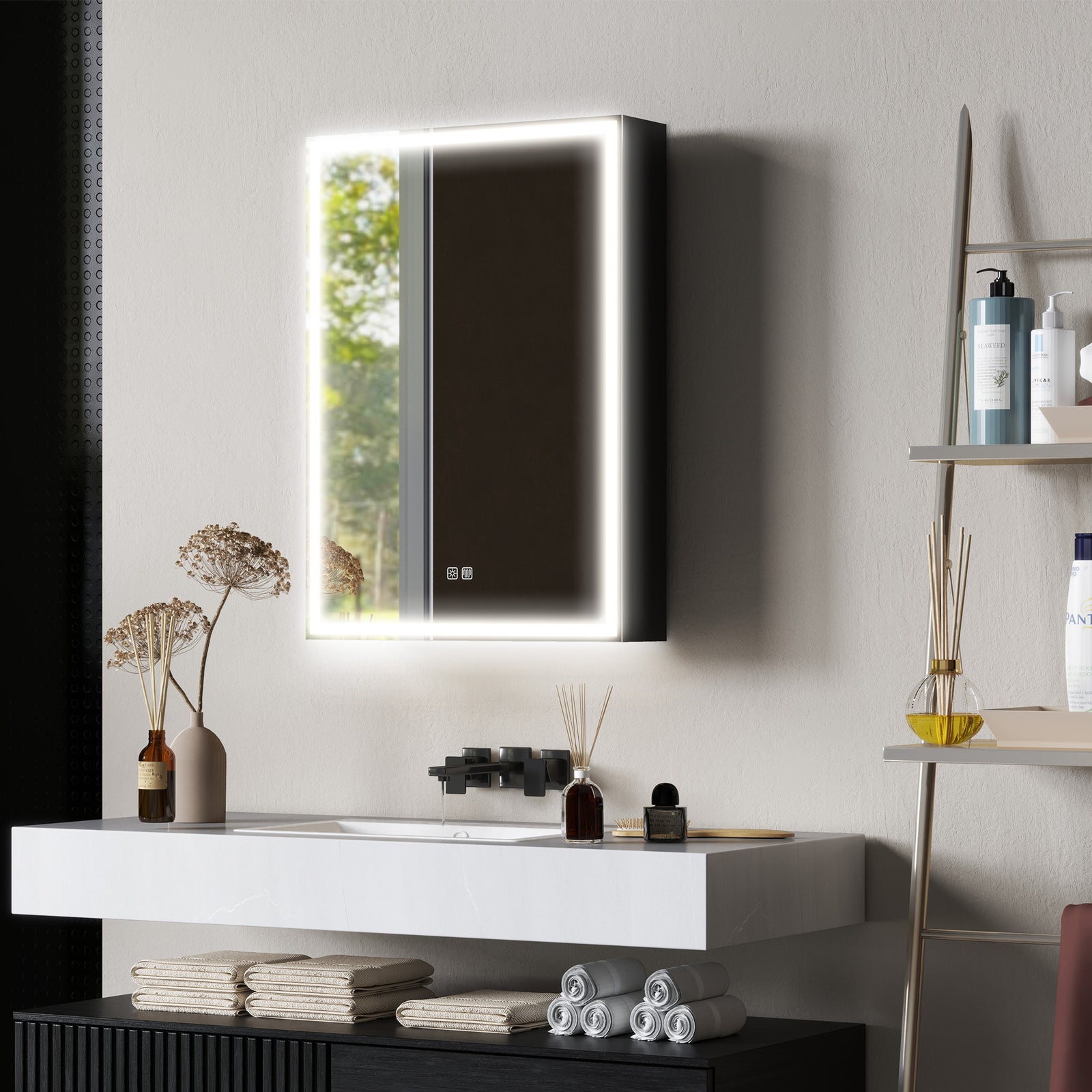 Bathroom Cabinet With Mirror, Led Lights And Demister Pad