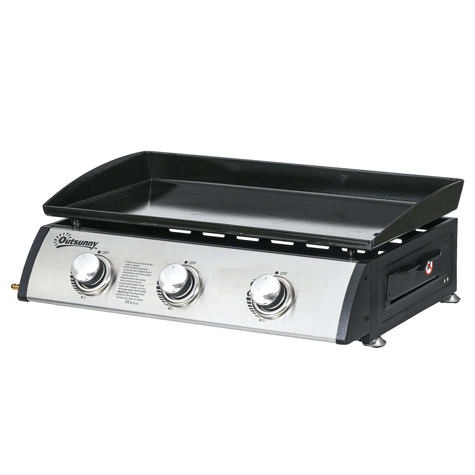 Gas Plancha Grill, 3 Burner, 22.5kw | Black