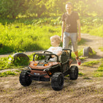 12v Kids Ride On Car, Electric Truck W/ Remote, Four Suspension Wheels | Brown