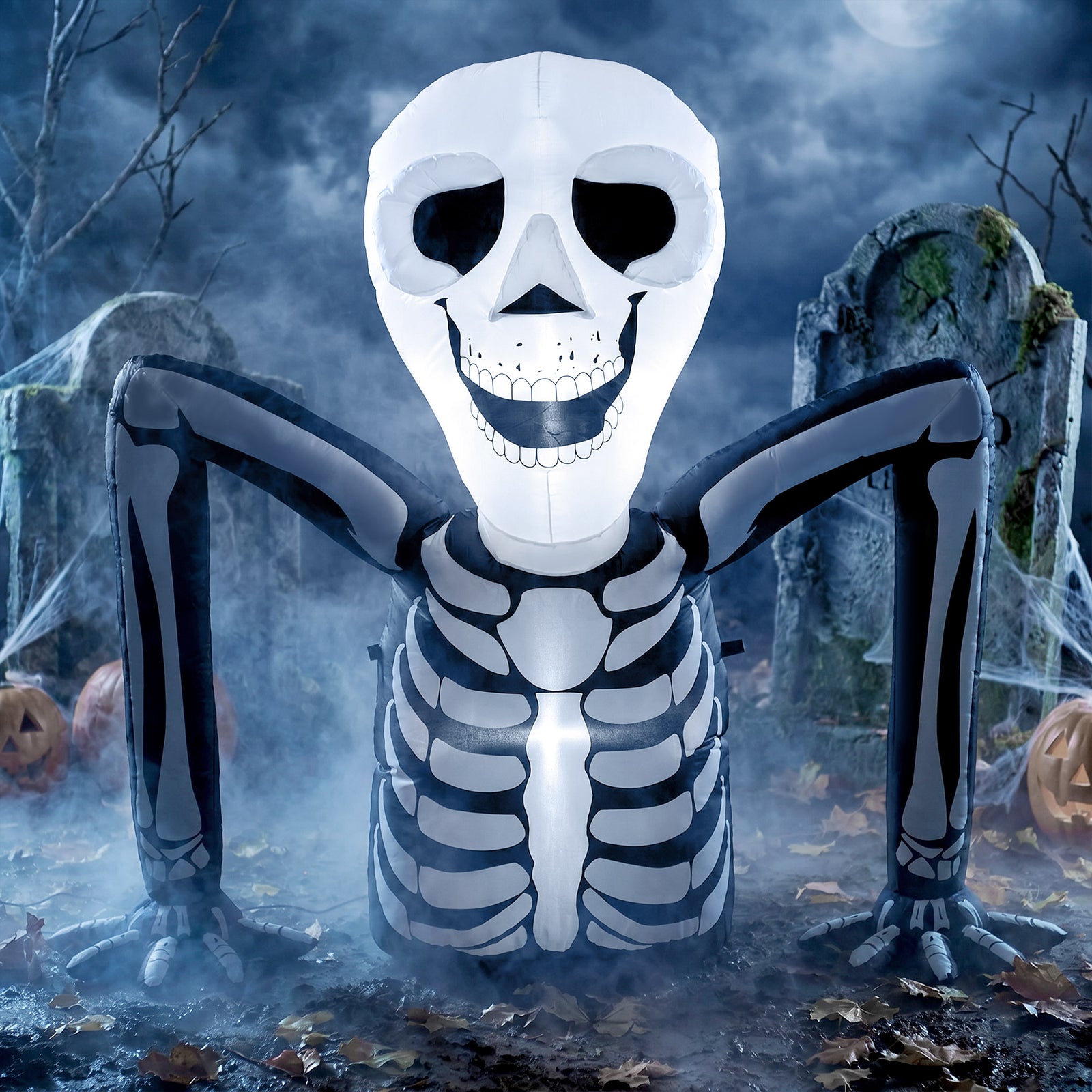 Outsunny Inflatable Ground Crawling Skeleton With Built-in Led Lights
