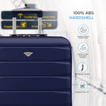 56x45x25cm Large Cabin Carry On Case - Overhead Luggage Suitcase - 4 Spinner Wheels - Abs Shell | 56 x 45 x 25cm | Navy Blue