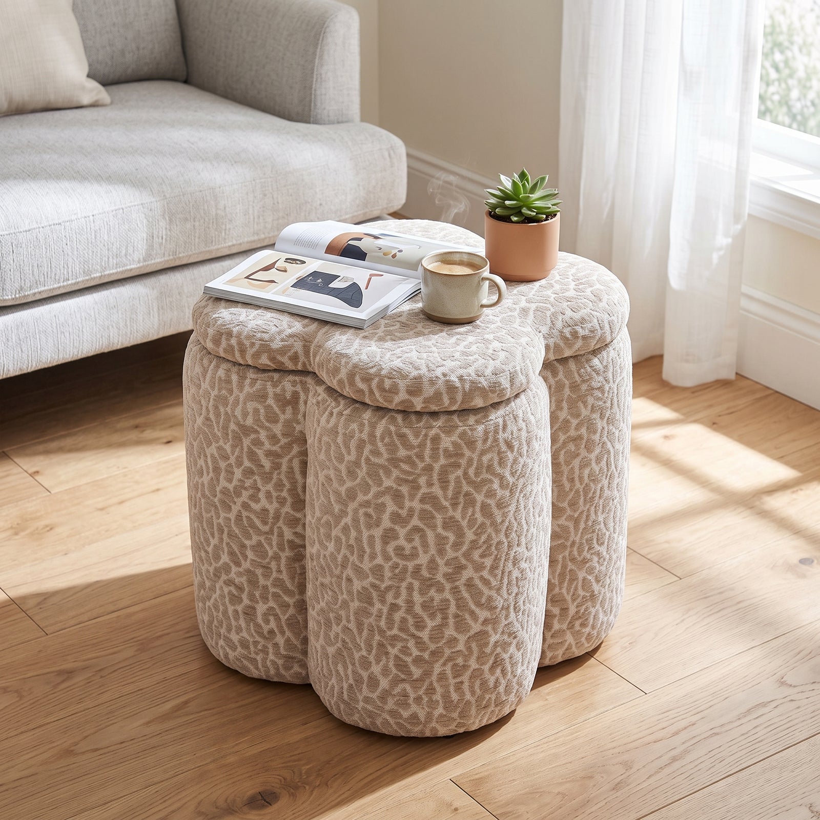 Breeins Chenille Upholstered Storage Ottoman Footstool