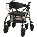 2-in-1 Mobility Walker With Seat, Foldable Rollator With Footrests
