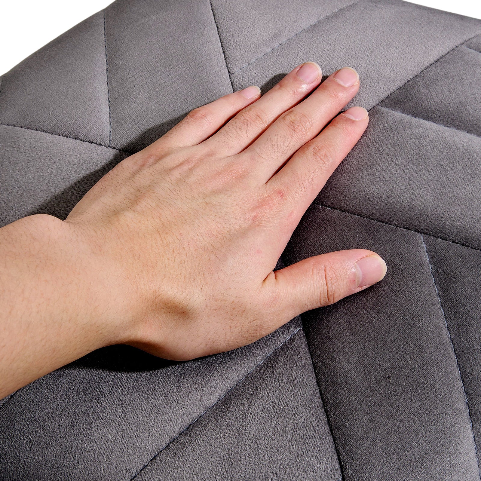 Breeins Hexagon Velvet Upholstered Footstool
