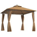 3x3m Garden Gazebo, Double Roof | Brown