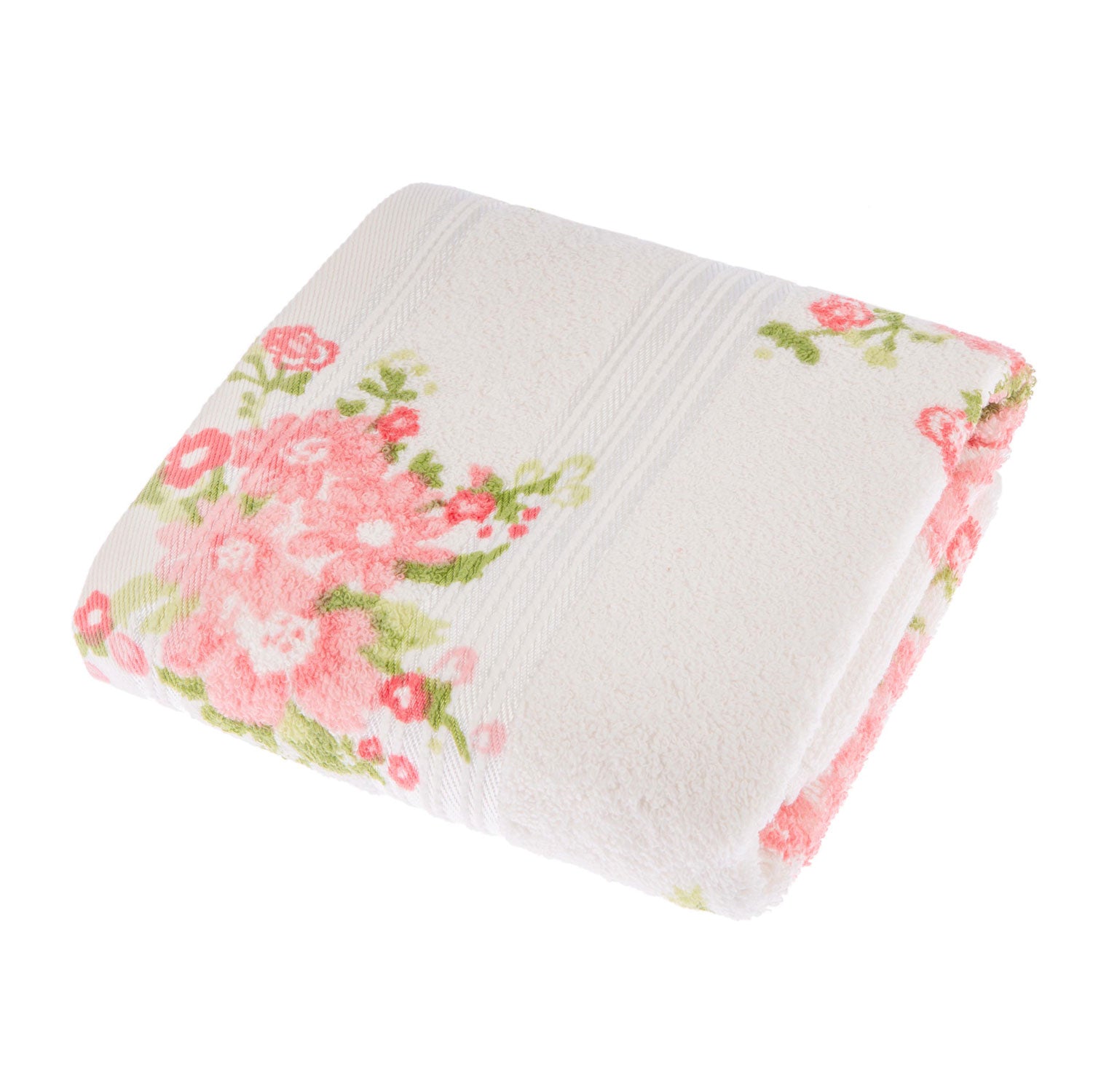 Floral Printed 100% Cotton Towel | Hand Towel | Cream