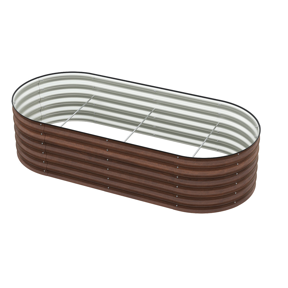 Brown Wood Grain Raised Garden Bed Oval-shaped Galvanised Steel Raised Garden Bed | Medium