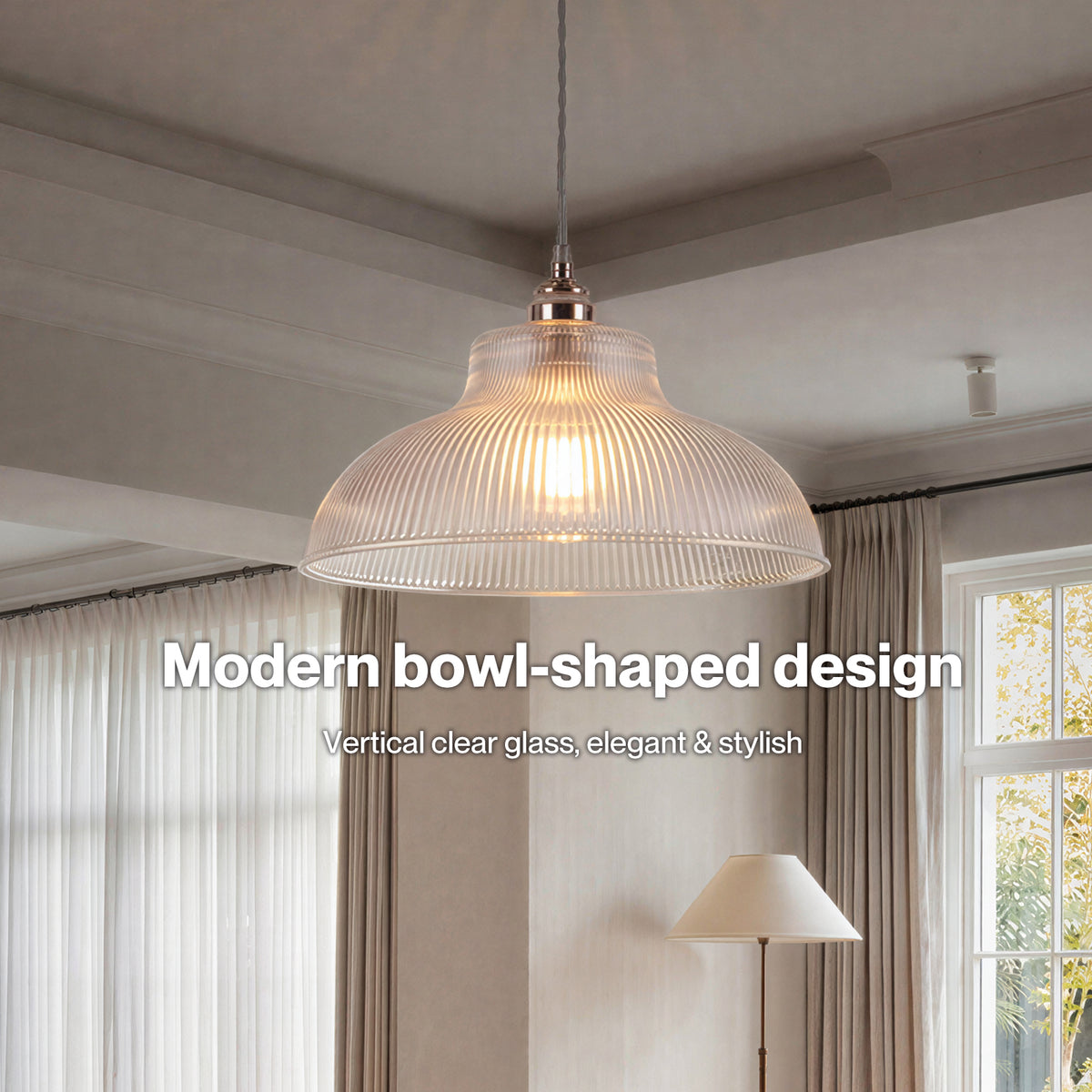 Emitto Ceiling Light Shade Pendant Glass Lamp Bistro Adjustable Clear Color