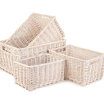 Wicker White Wash Storage Open Basket | Set-of-4 | White