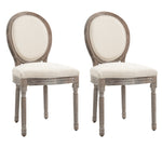 French Dining Chair Set, Wood Frame, Cream