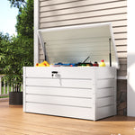 350l Lockable Steel Storage Box – Weatherproof Outdoor Garden Tool Chest Durable Waterproof Yard Storage Container | White