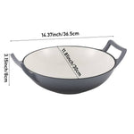 30cm Diameter Diameter Enamelled Cast Iron Stir-fry Pan Wok With Side Handles | Green