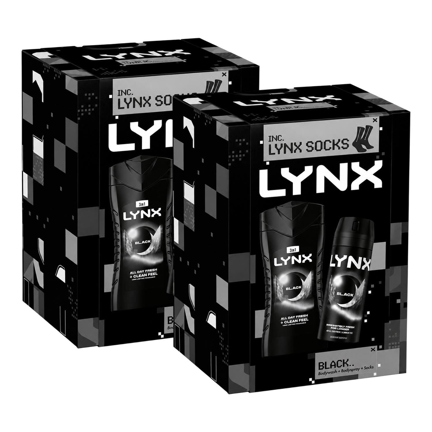 Black Duo And Socks Gift Set For Him, Body Wash And Body Spray | Set of 2