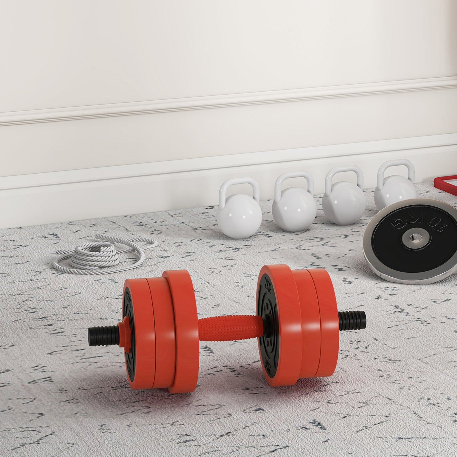 4-in-1 Weight Dumbbells Set Barbell | 20kg | Red