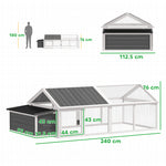 Wooden Chicken Run With Nesting Box, Openable Roof, For 4-8 Chickens | White