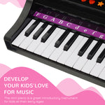 37 Key Musical Mini Piano Electrionic Keyboard Microphone Stool | Black