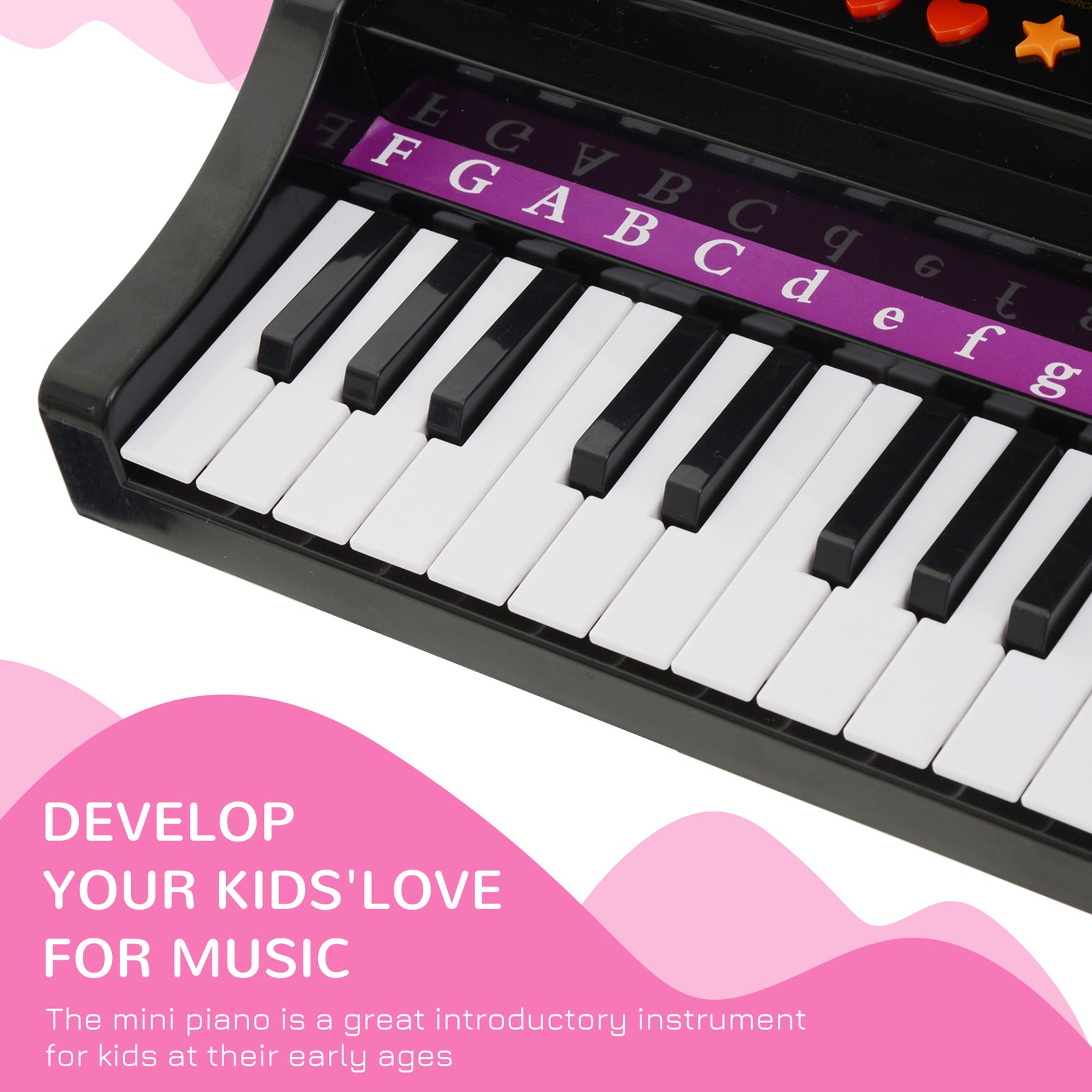 37 Key Musical Mini Piano Electrionic Keyboard Microphone Stool | Black