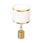 Gold & White Led Table Lamp With Crystal Accents – Cylindrical Fabric Shade, Adjustable Colour Temperature