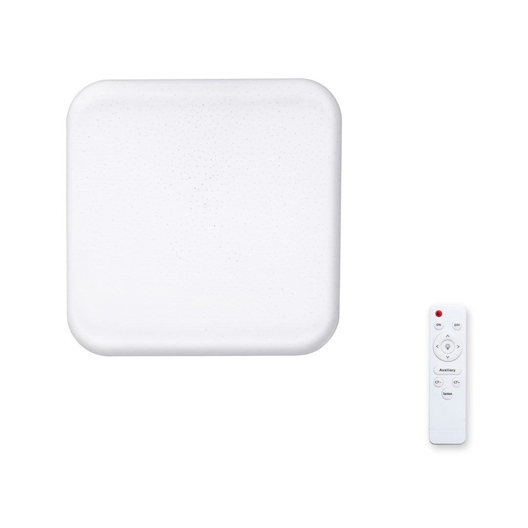 Palermo Modern White Led Ceiling Lamp Included Remote With Adjustable Brightness And Colour Temperature | 33cm | White