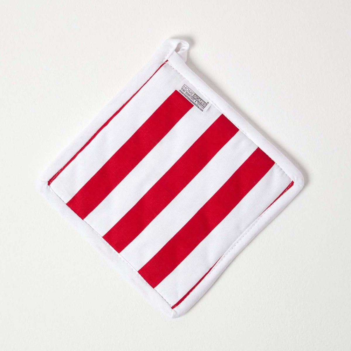 HOMESCAPES Cotton Polka Dot Red White Pot Holder