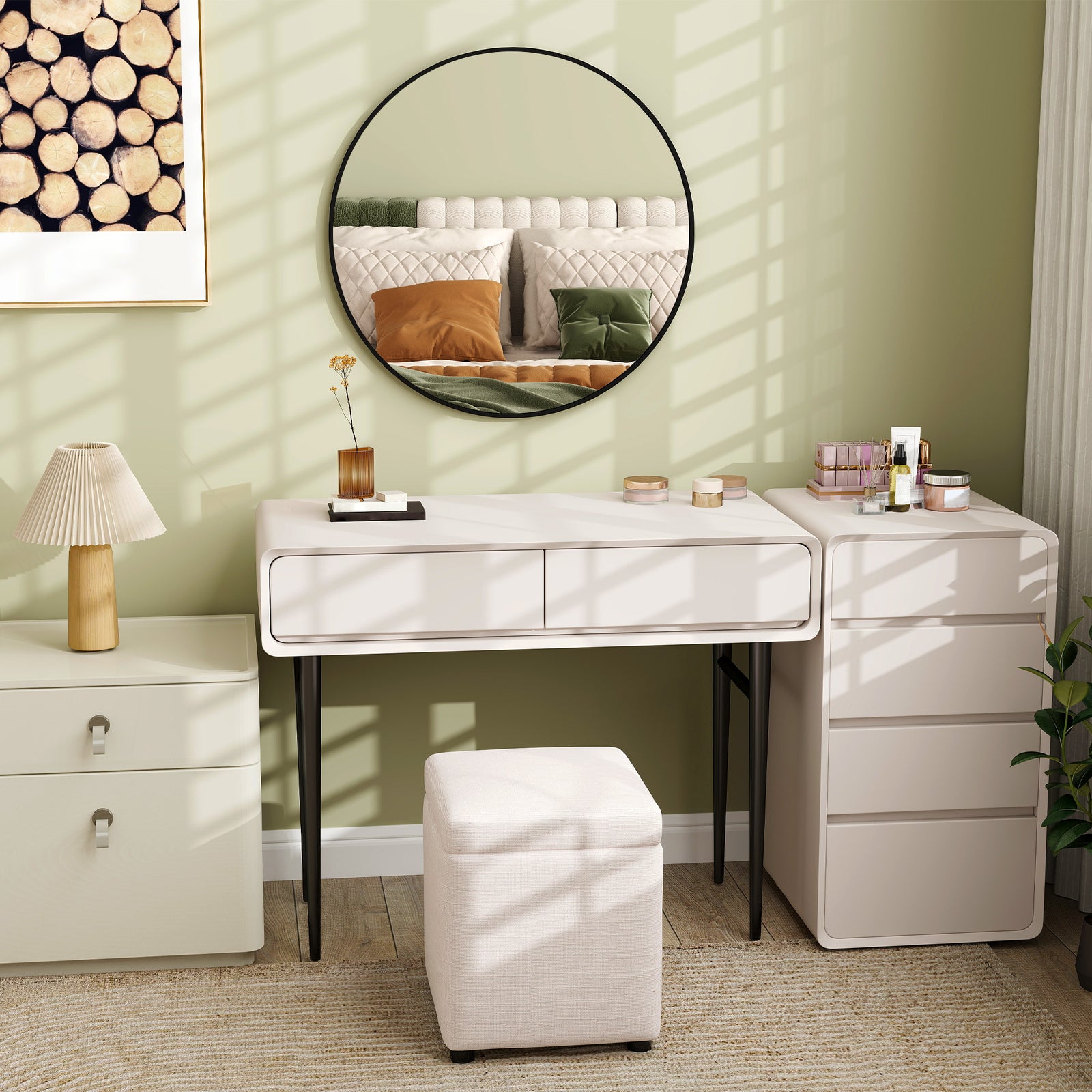 Round Bathroom Mirror, Modern Wall Mirror With Steel Frame