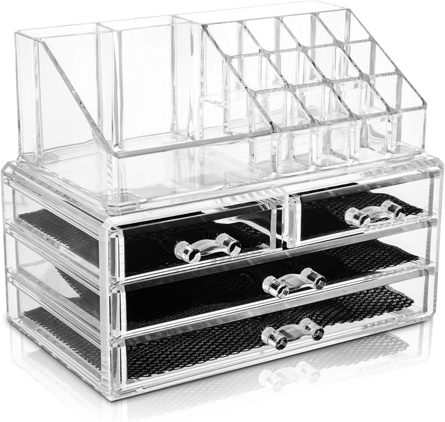 Glamsmacked Acrylic Makeup Organiser Clear 4 Drawer Storage For Cosmetics