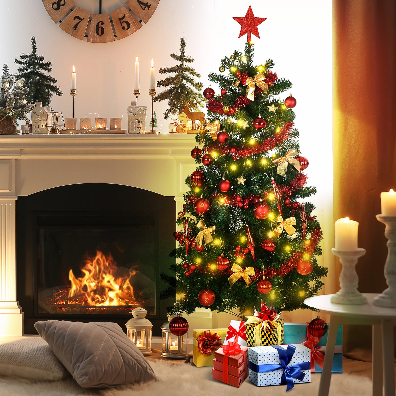 5/6ft Decorated Christmas Tree, Led, Auto Open | 5ft | Green