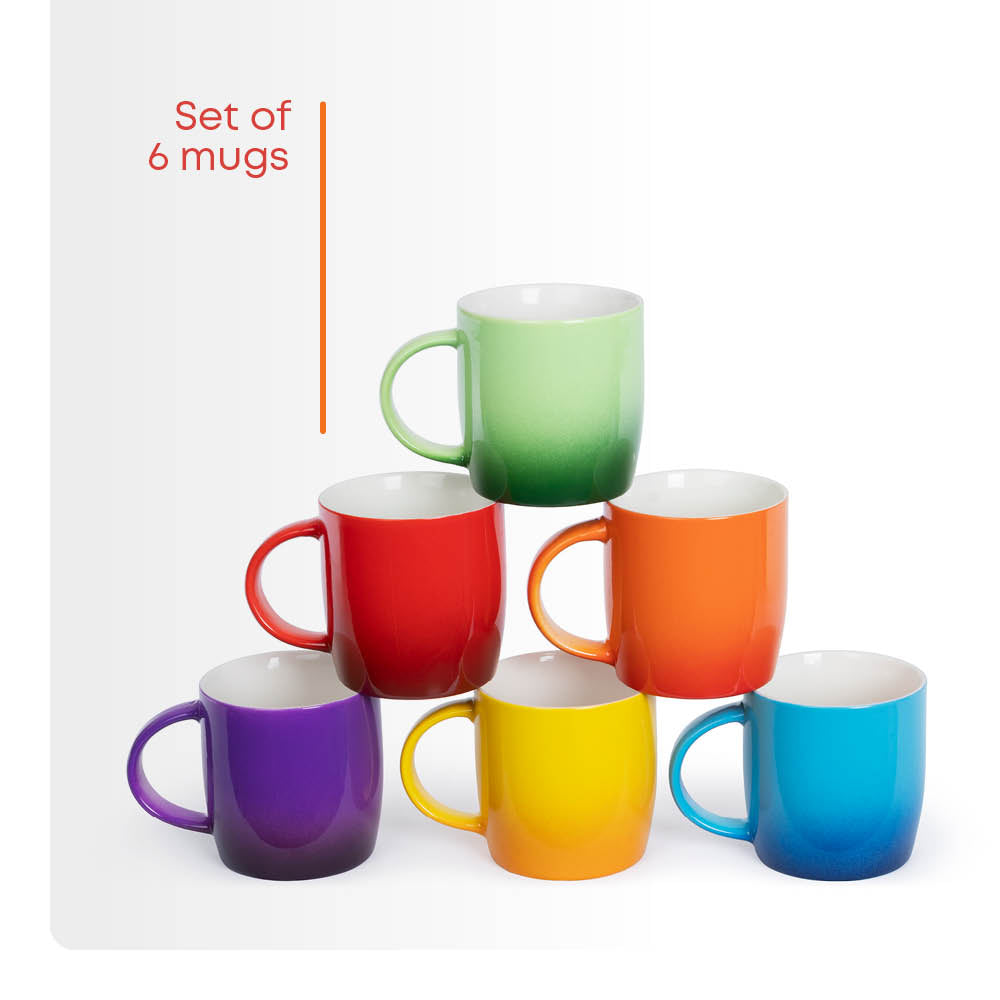 Fineway Ceramic Coffee Mug Set 6 Large Tea Cups Microwave Safe