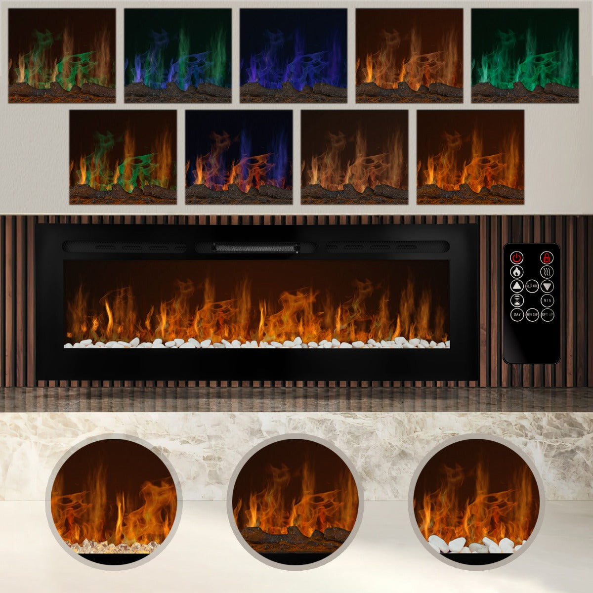 Electric Inset Fireplace | 60” | Black