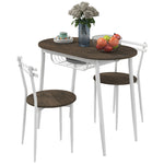 3pc Dining Table Set, Oval Table, Natural