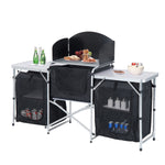 Outsunny Folding Camping Kitchen Cabinet Picnic Table Cupboard