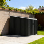 Lockable Outdoor Bike Storage Shed For Cycling, Double Door Metal Shed With 3 Adjustable Bike Racks, Pent Roof, Weatherproof Garden Shed