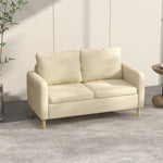 2 Seater Sofa Modern Fabric Couch With Wood Legs 2 Pockets | Double | Beige