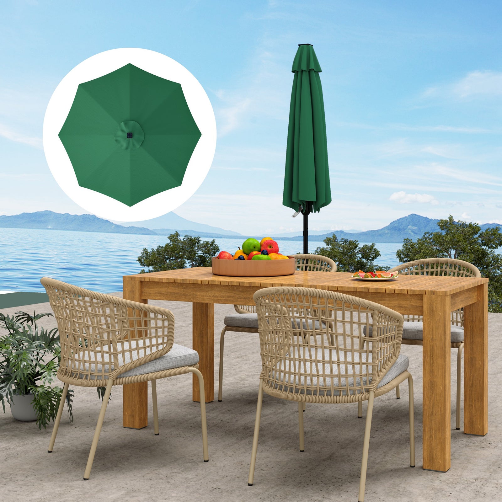Upf 50+ Replacement Parasol Canopy Parasol Cover Replacement | Green