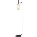 Modern Floor Lamp With Glass Lampshade, Foot Switch For Living Room | Black