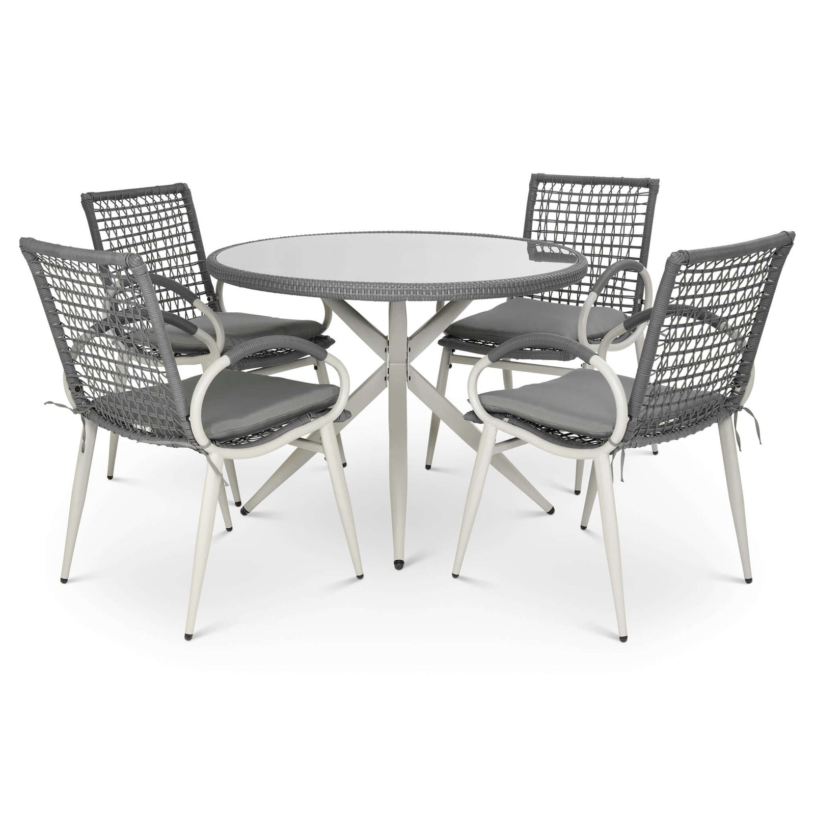 5-piece Rattan Outdoor Dining Set | Grey