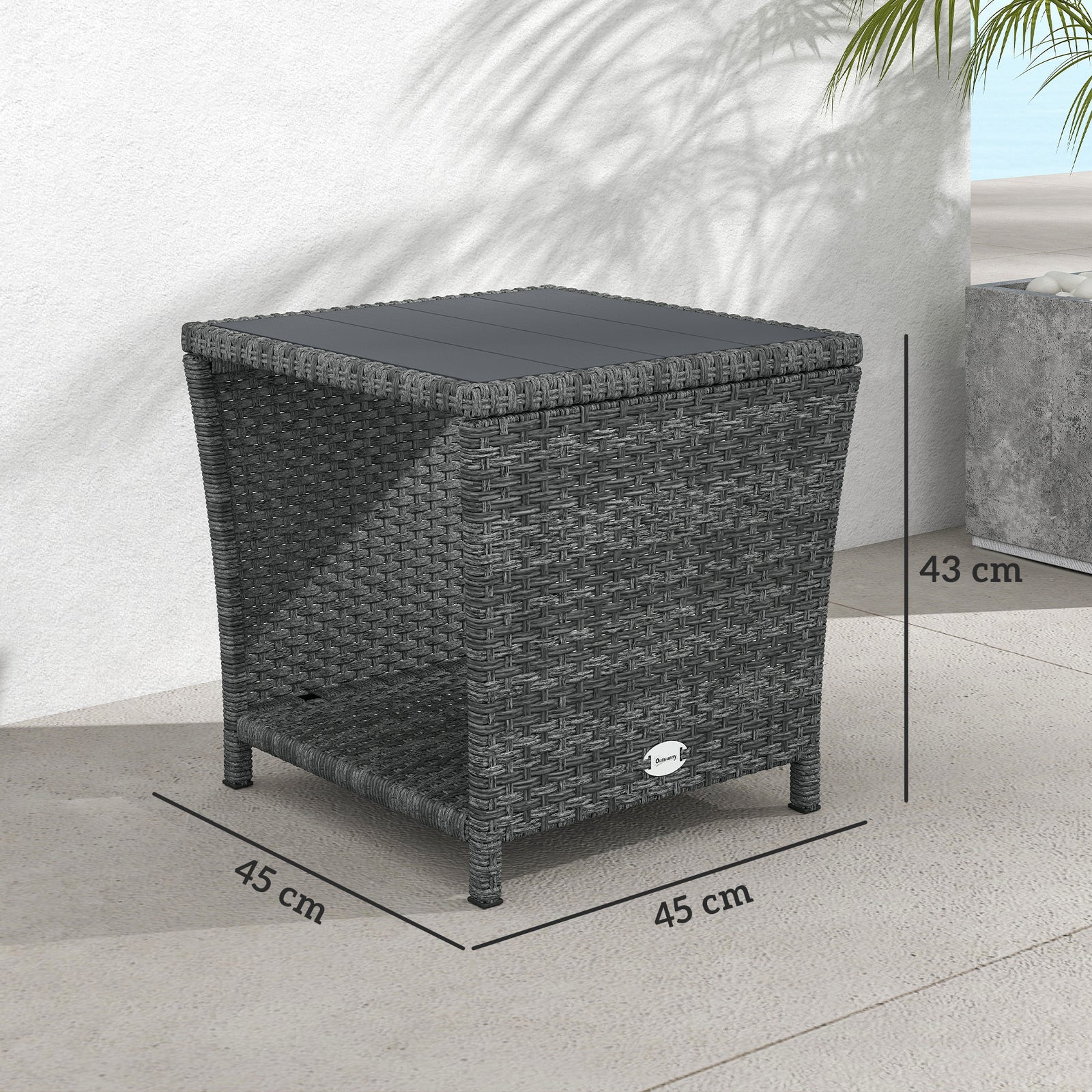 Side Table 2-tier With Storage Shelf | Grey