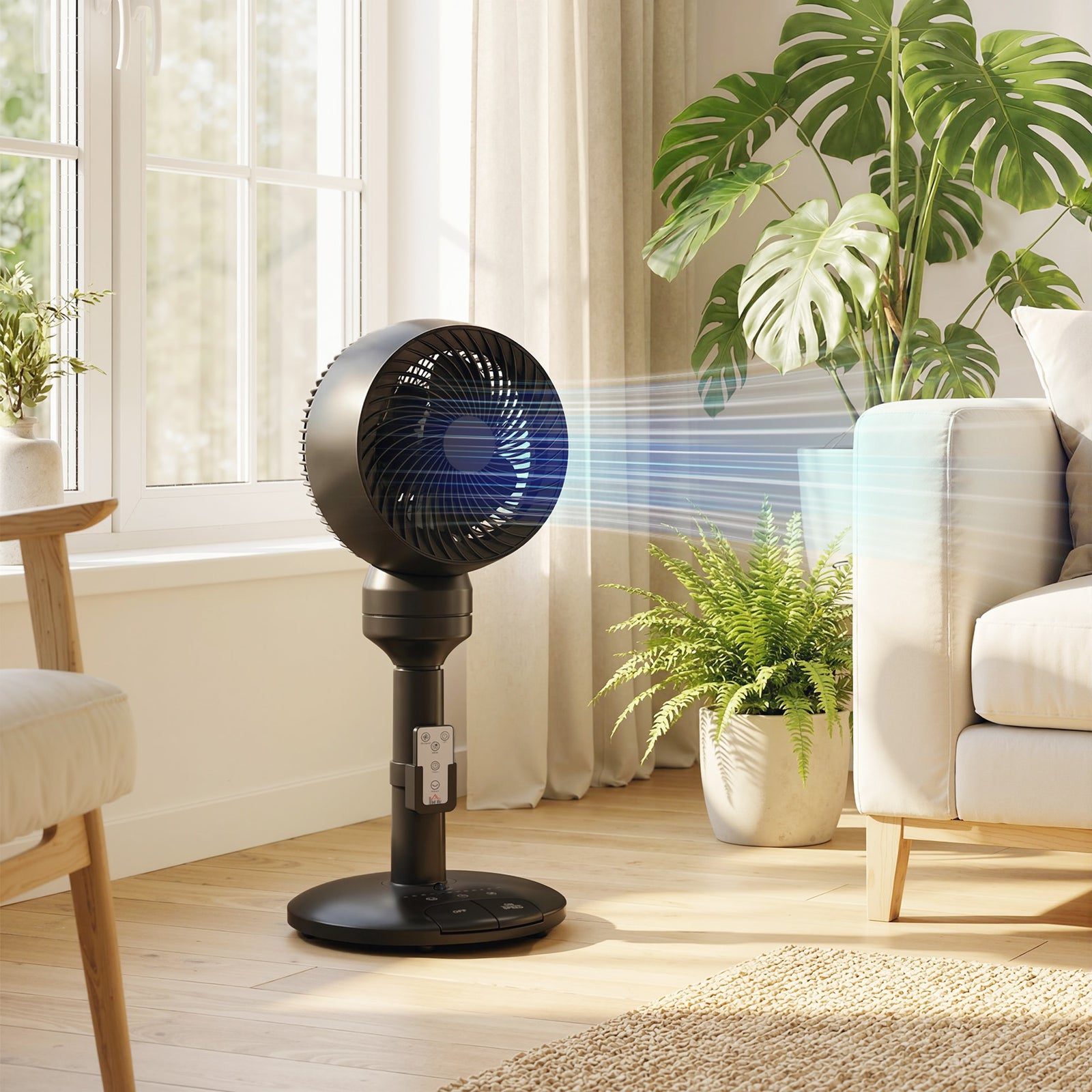 9" Pedestal Cooling Fan With Adjustable Speed And Mode | Black