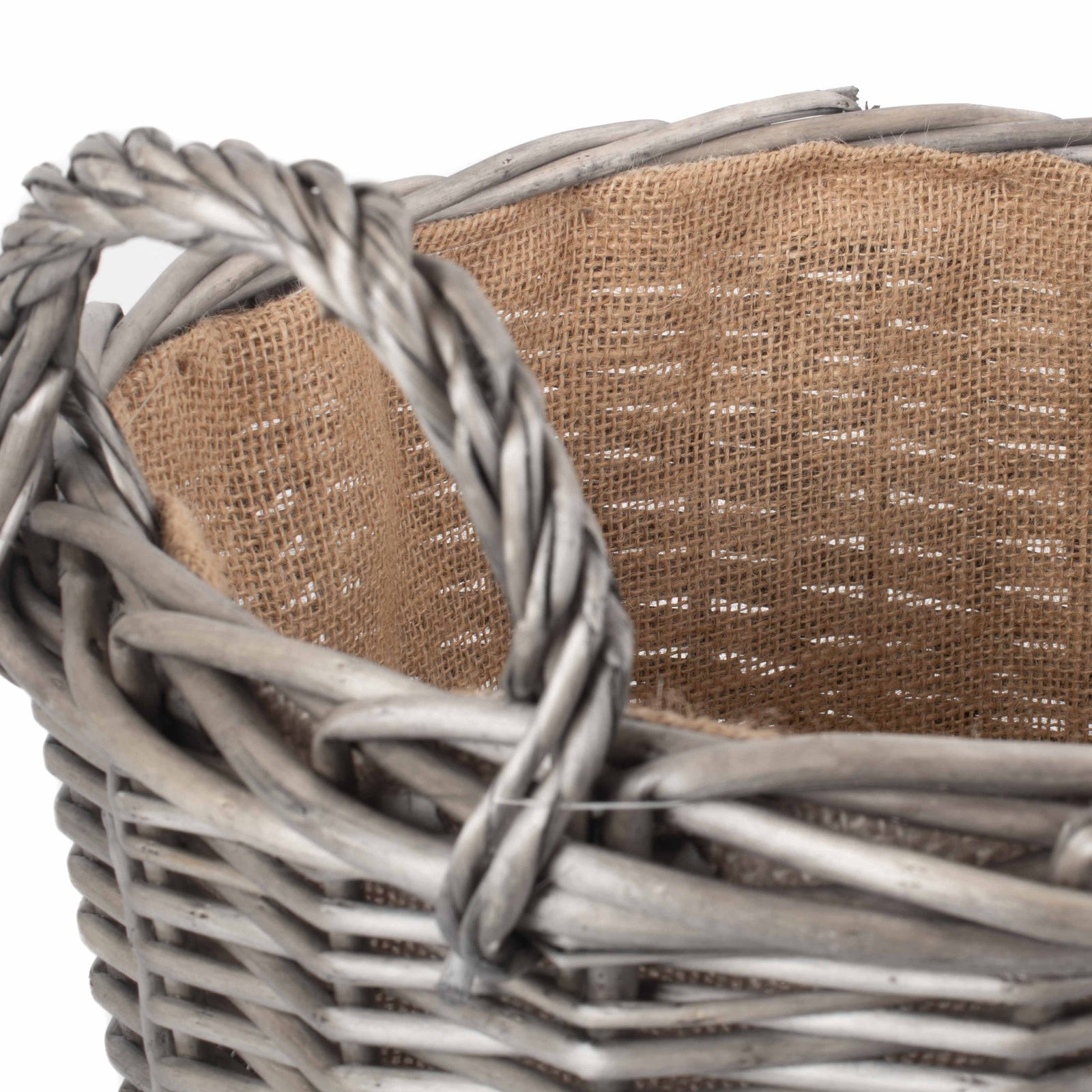 Wicker Antique Wash Finish Lined Log Basket | Medium | Brown