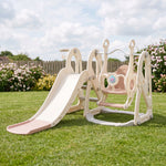 4-in-1 Kids Slide & Swing Set With Basketball Hoop | Pink