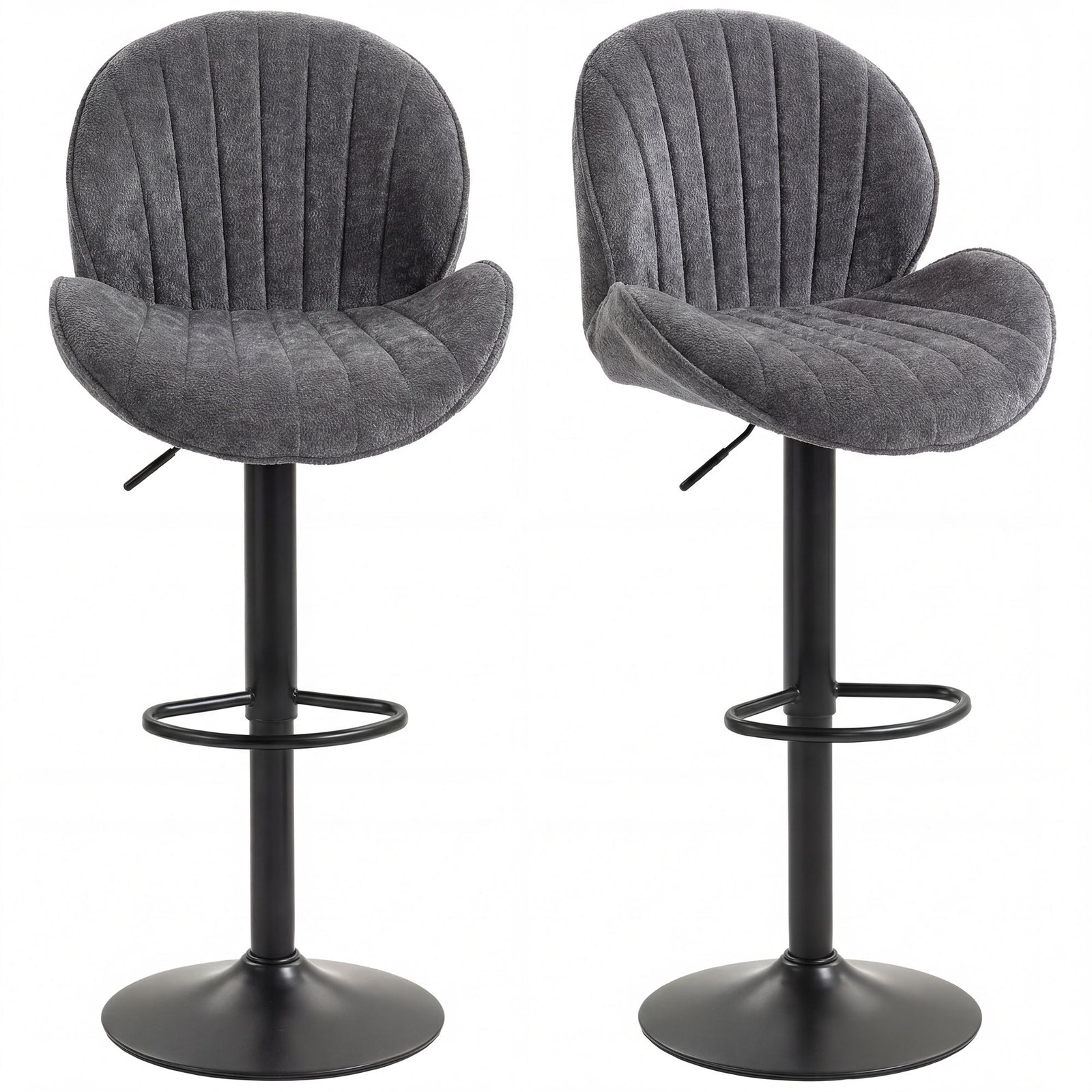 HOMCOM Modern Bar Stools Set Of 2, Swivel Counter Height Barstools, Grey