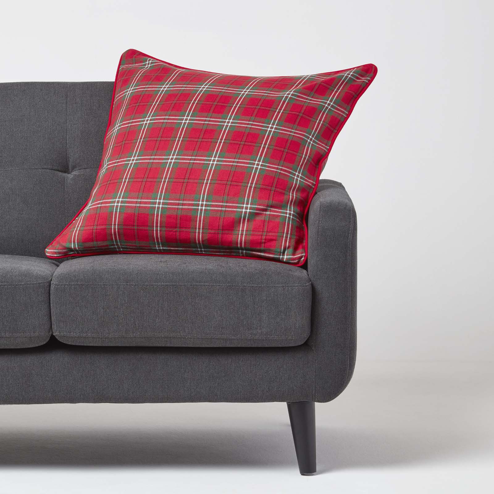 Tartan Check Cotton Cushion Cover | 45cm x 45cm | Red
