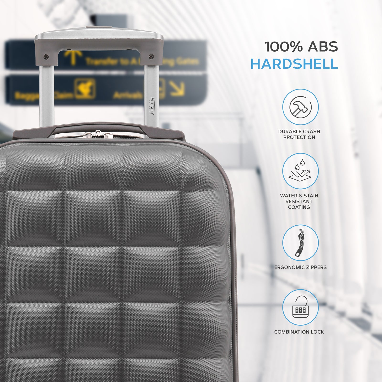 55x35x20cm Hard Case Bubble Carry On Suitcase - 100+ Airline Approved | Cabin | Anthracite