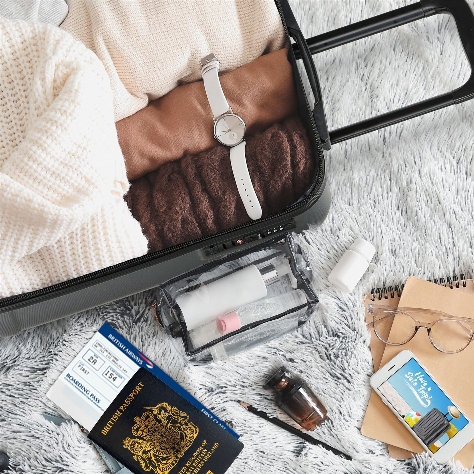 55x40x20cm Lightweight Luggage Overhead Cabin Hard Shell Cabin Suitcase 60+ Airlines Approved - Carry On Case - 4 Wheels | Cabin | Anthracite