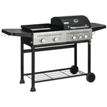 2-in-1 Gas Bbq And Plancha, 15kw, 4+1 Burner | Black