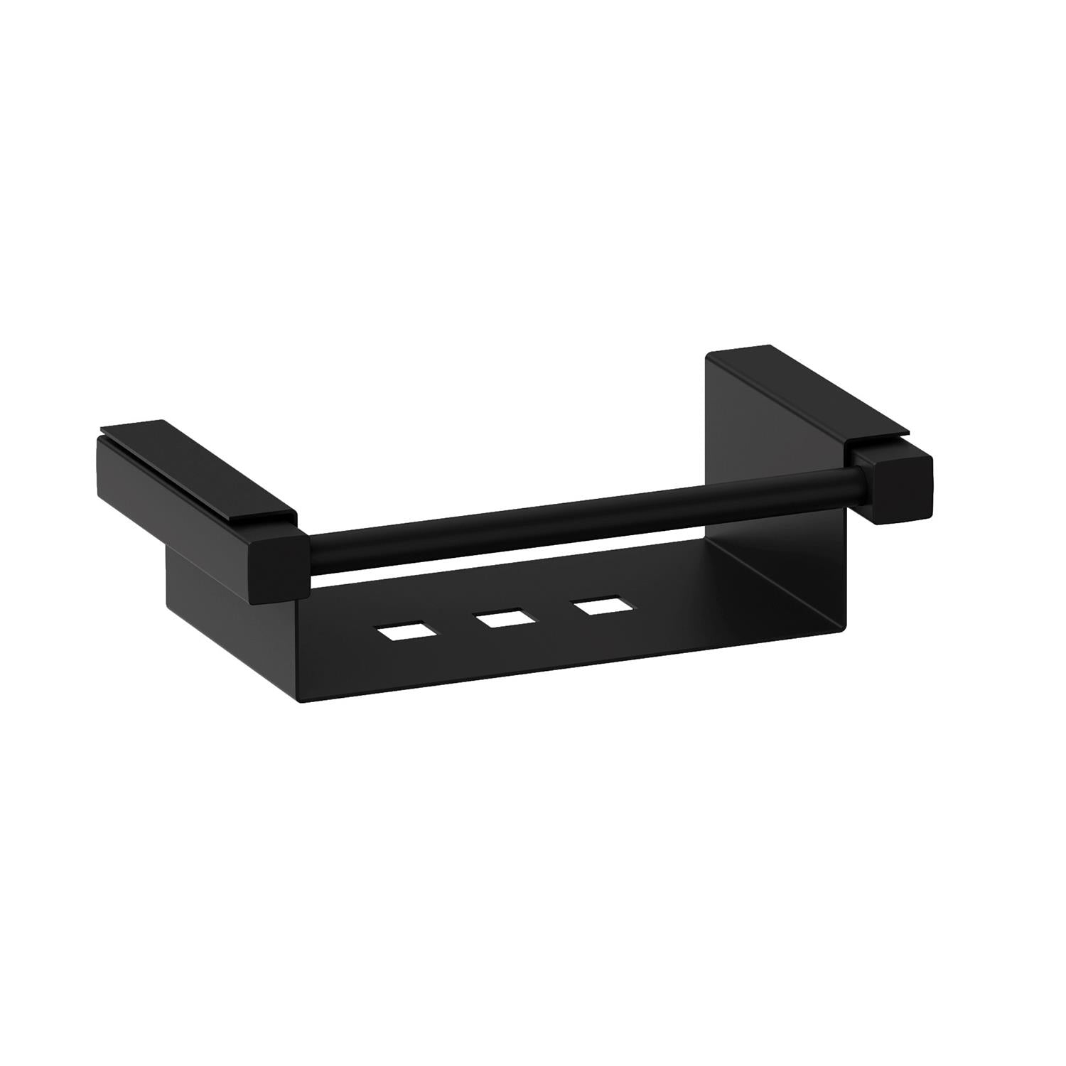 Bathroom Shelf Rectangular, 22 Cm, Black Matt, Metal, Wall-mounted