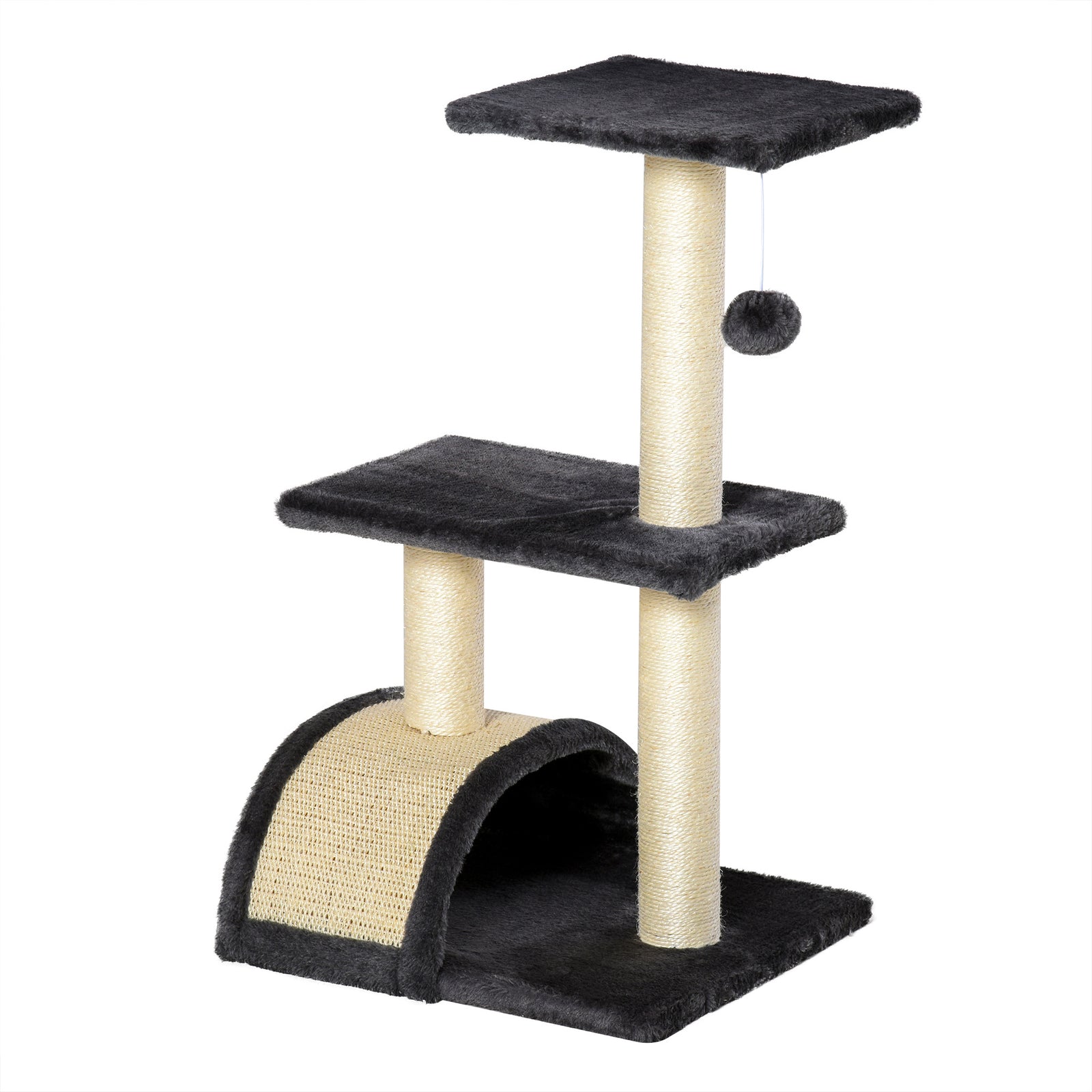 72cm Cat Tree Climbing Tower With Sisal Scratching Post | Black