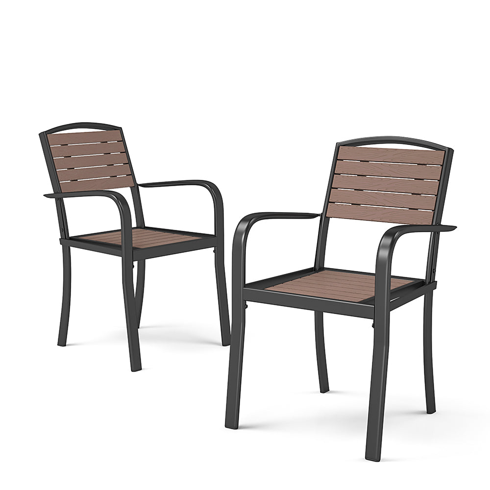Set Of 4 Garden Dining Armchairs Brown